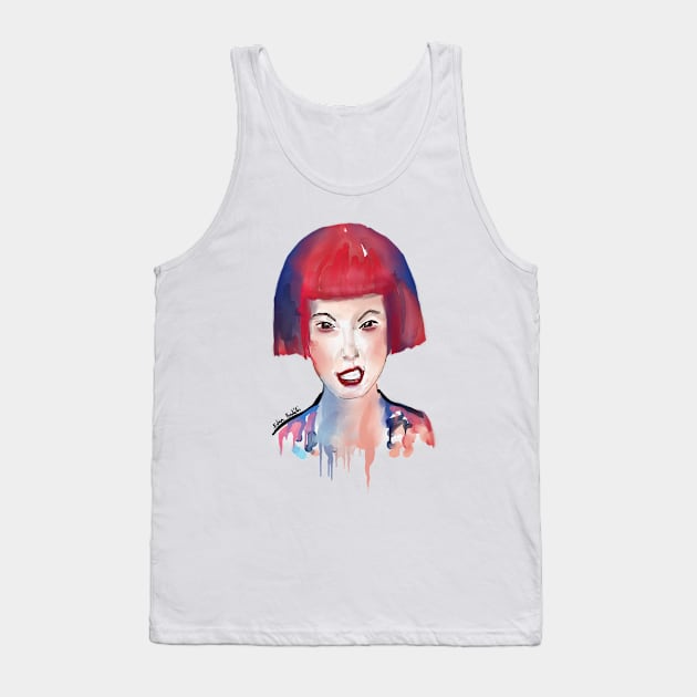 Cool Girl with Red and Blue Hair 'Making a Face' Tank Top by ibadishi